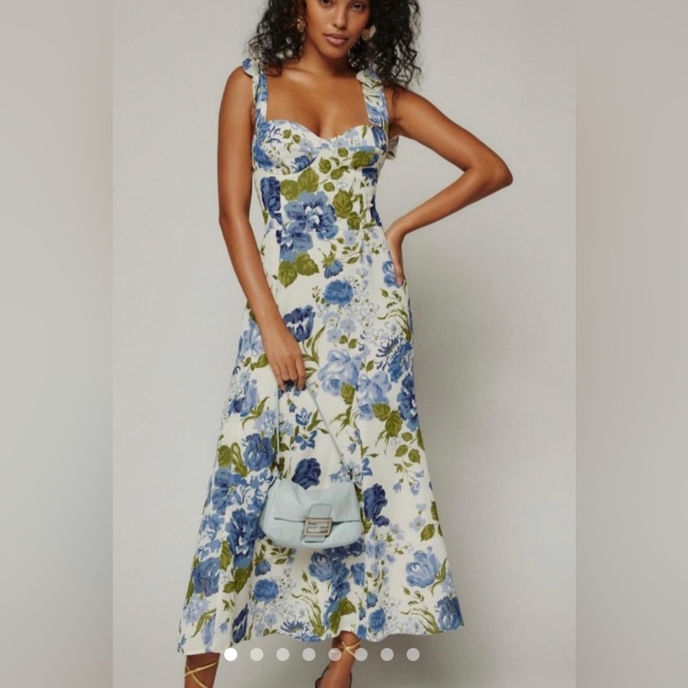 Reformation Blue Floral Dress